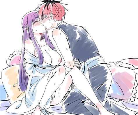 Rule 34 1boy 1girls Bed Blush Breasts Closed Eyes Clothed Clothing Color Female Fern Sousou