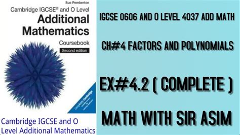 Additional Math IGCSE 0606 And O Levels 4037Ch 4 Factors And