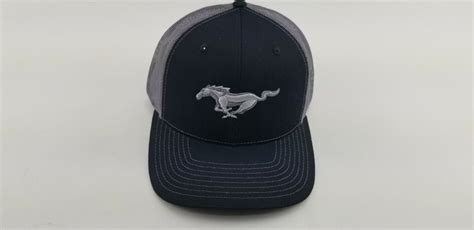 Ford Mustang Hat Cap Black Gray W Pony Grille Emblem Logo