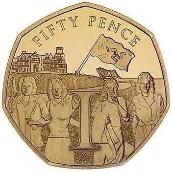 50 Pence Elizabeth II VE Day Celebrations On The Isle Of Man Gold