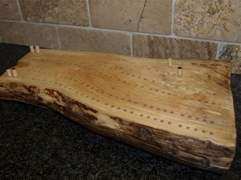 Cribbage Board Live Edge Sugar Maple Hardwood By JLVWoodDesigns