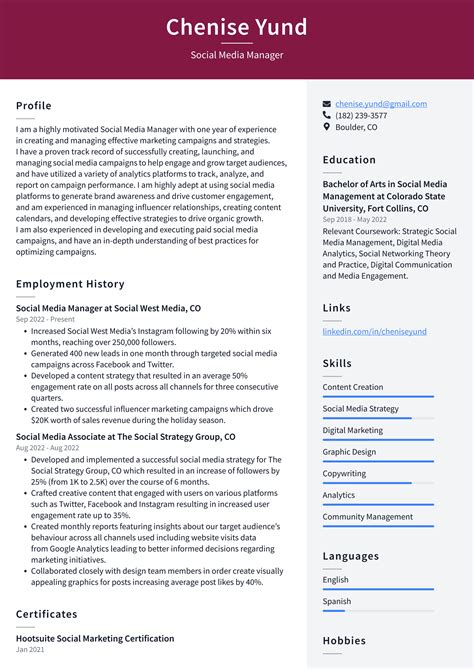 Google Social Media Manager Resume Examples Resumecat