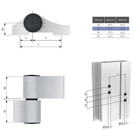 Zawias Drzwiowy MEDOS Jocker 67mm 2T Czarny Okucia Do Aluminium 24h