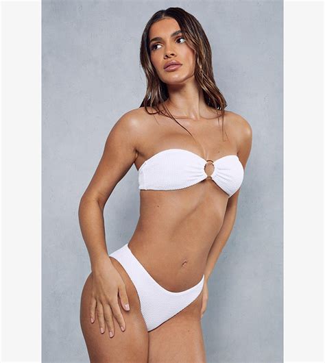 Buy MissPap Crinkle Ring Bandeau Bikini Set In White 6thStreet UAE