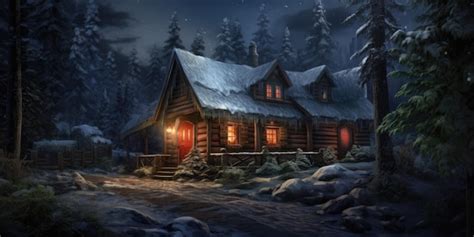 Premium Ai Image A Cozy Cabin Nestled In The Snowy Mountains