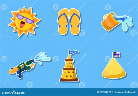 Summer Time Sticker Set Collection Design Stock Vector Illustration