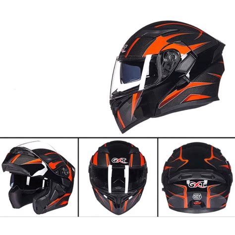 Black Red Orange Designs Full Face Flip Up Motorcycle Motorbike Bike ...