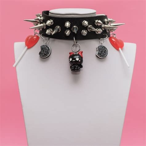 Spiked Choker Kawaii Gothic Choker Spike Choker Vampire Etsy