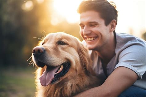 Premium AI Image | a happy dog with owner happy together