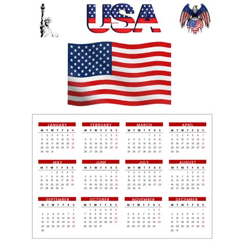 American Calendar 2024 Usa Calendar 2024 2024 Calendar Png New Year