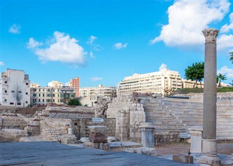 The Roman Amphitheatre and Ruins in Alexandria Stock Photo - Image of ...