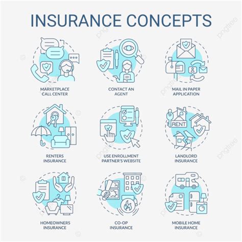 Insurance Turquoise Concept Icons Set Infographic Financial Accident