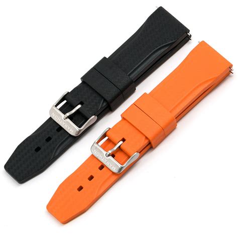 MARATHON TEXTURED VULCANIZED RUBBER WATCH STRAP 2-PC: 22MM in 2 COLORS ⋆ Windy City Watch Collector