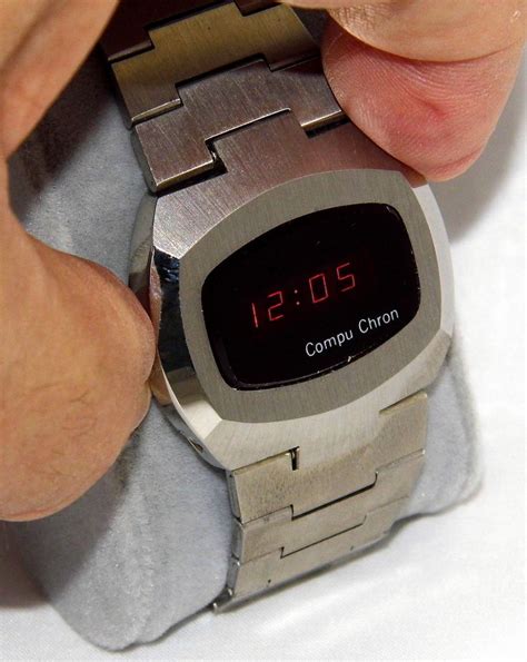 Vintage Compu Chron Men's Electronic Digital Watch, Red LED Display, Case Made In Japan ...