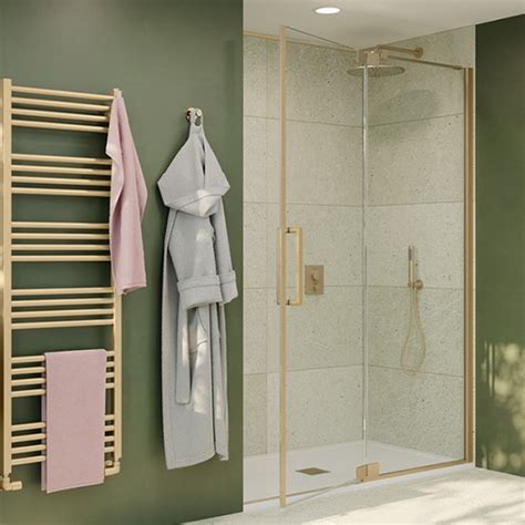 Crosswater Optix 10 Brass Pivot Door And Inline Panel Sanctuary Bathrooms