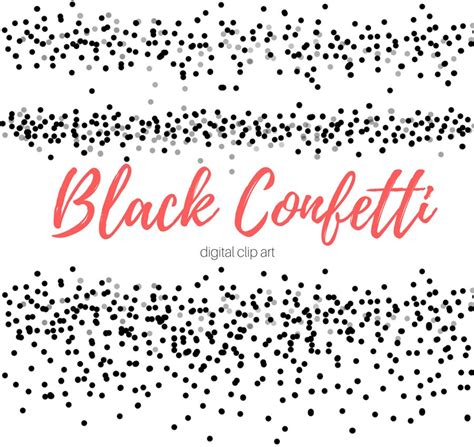 Confetti Clipart Confetti Clipart Black Confetti Party | Etsy