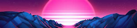 1080x224 Purple Sunrise 4k Vaporwave 1080x224 Resolution Wallpaper Hd