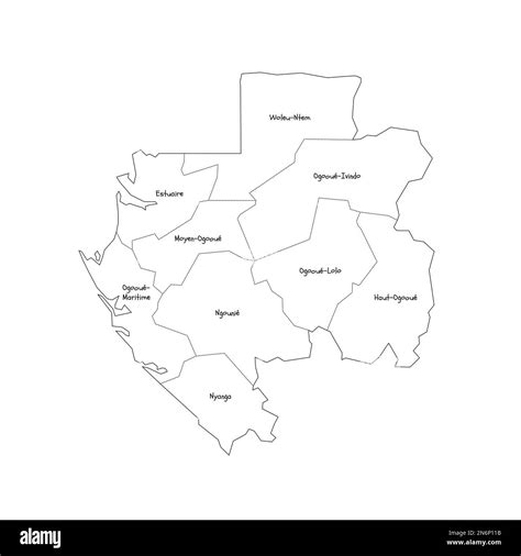 Gabón Mapa Político De Las Divisiones Administrativas Provincias