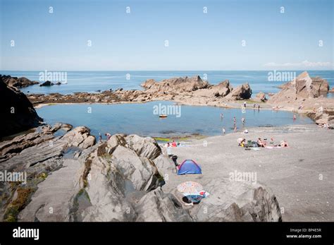 The Tunnels Beach and rock pool at Ilfracombe North Devon Stock Photo - Alamy