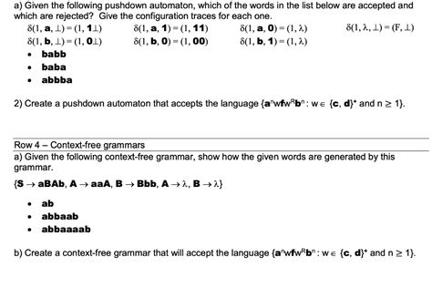 Solved A Given The Following Pushdown Automaton Which Of Chegg