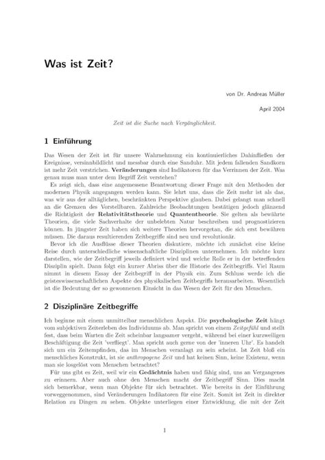 Pdf Was Ist Zeitwas Ist Zeit Von Dr Andreas M¨uller April 2004