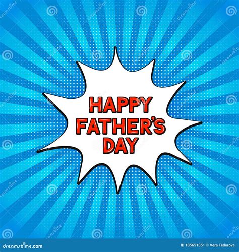 Comics Lettering Happy Father S Day On Bright Blue Background Retro