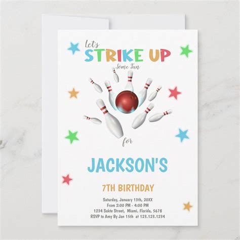 Bowling Birthday Invitation Zazzle In 2022 Bowling Birthday Invitations Birthday