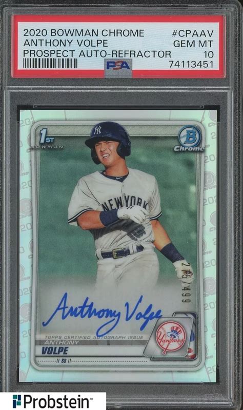 Anthony Volpe 2020 Bowman CPA AV Chrome Prospect Auto Refractor 499