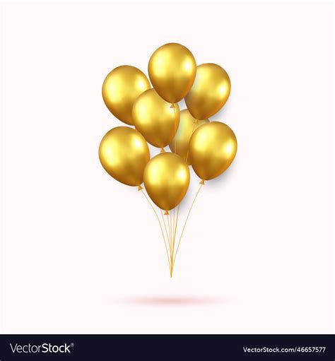 3d realistic gold happy birthday balloons flying Vector Image