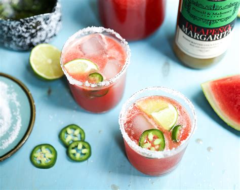 Spicy Watermelon Basil Margarita || Powell & Mahoney Craft Cocktail Mixers