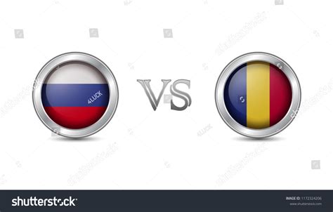 Russia Vs Romania Flag Concept Metal Stock Vector Royalty Free