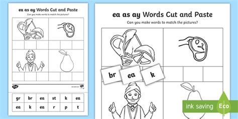 Ea As Ay Sound Cut And Stick Worksheet Teacher Made