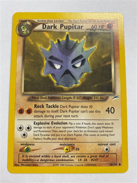 Dark Pupitar 38105 Neo Destiny Set Pokemon Card Rare Nm