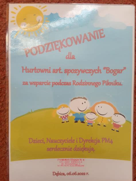 Podzi Kowania Przedszkole Miejskie Nr W D Bicy