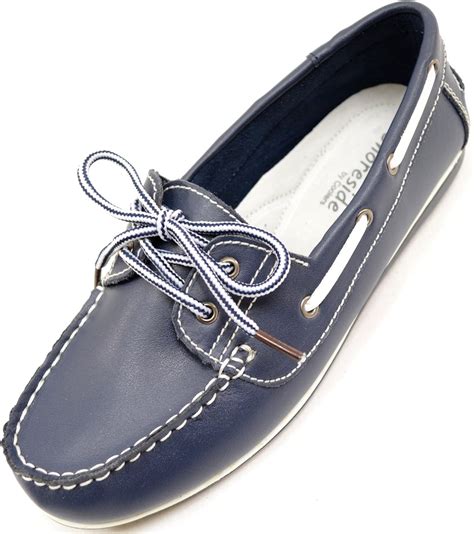 Ladies Womens Real Soft Leather Beach Summer Holiday Boat Deck Shoes Navy Us