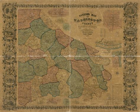 1856 Map of Washington County PA from actual surveys