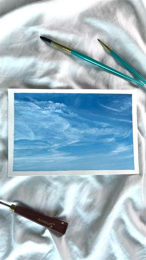 Wispy clouds in a blue sky gouache painting - skyscape in 2022 ...