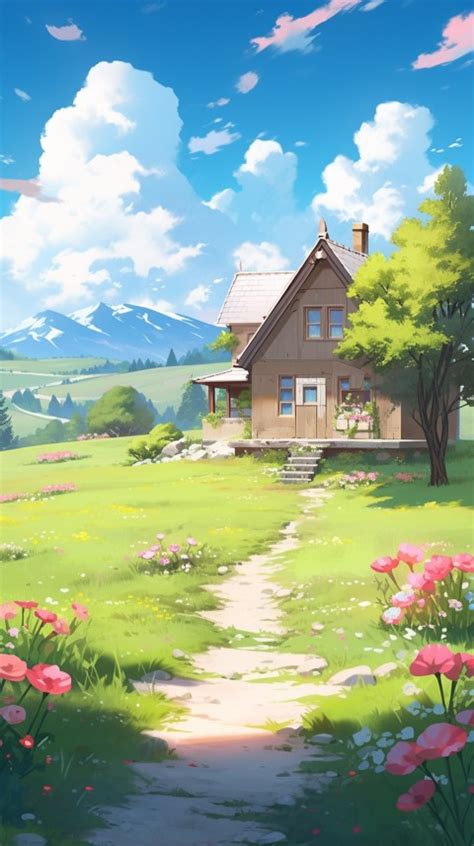 Anime Village House Nature Landscape Aesthetic 163 Wallpaper Images