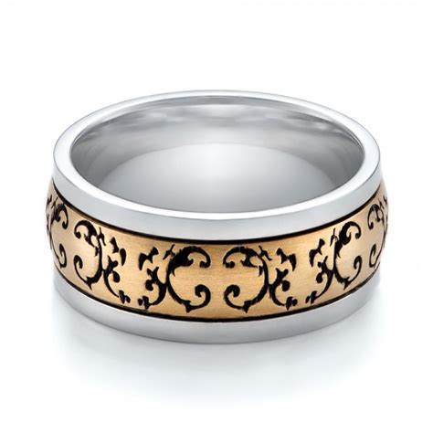 Women's Engraved Two-Tone Wedding Band #101061 - Seattle Bellevue | Joseph Jewelry