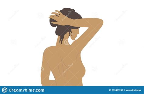 Beautiful Naked Woman With Haircut After Bath Back View Stock Illustration Illustration Of