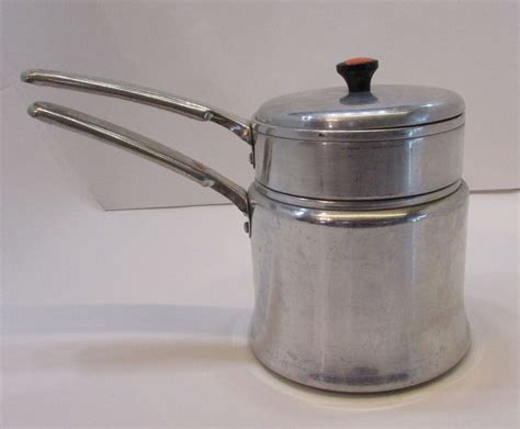 Vintage Mirro Aluminum Usa Piece Double Boiler Pans M