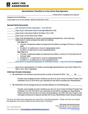 Fillable Online Gsa Recertification Checklist For Army Active Duty