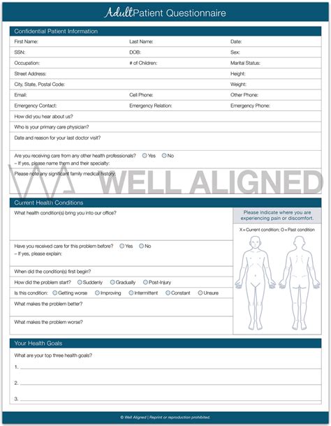 Adult Intake Forms Well Aligned