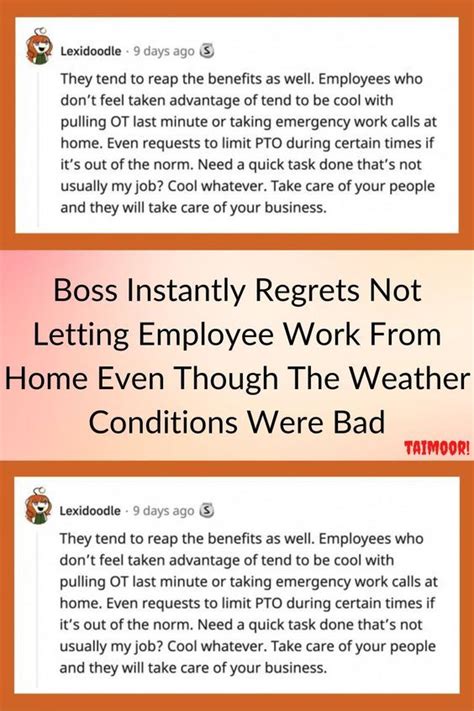 Boss Instantly Regrets Not Letting Employee Work From Home Even Though