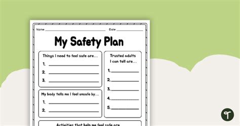 My Safety Plan Worksheet Teach Starter