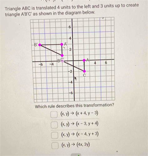 Solved Triangle Abc Is Translated Units To The Left And Units Up