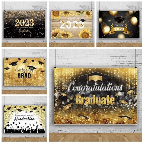 2023 Graduation Party Backdrop Class Of 2023 Blue Gold Glitter Background Congratulations