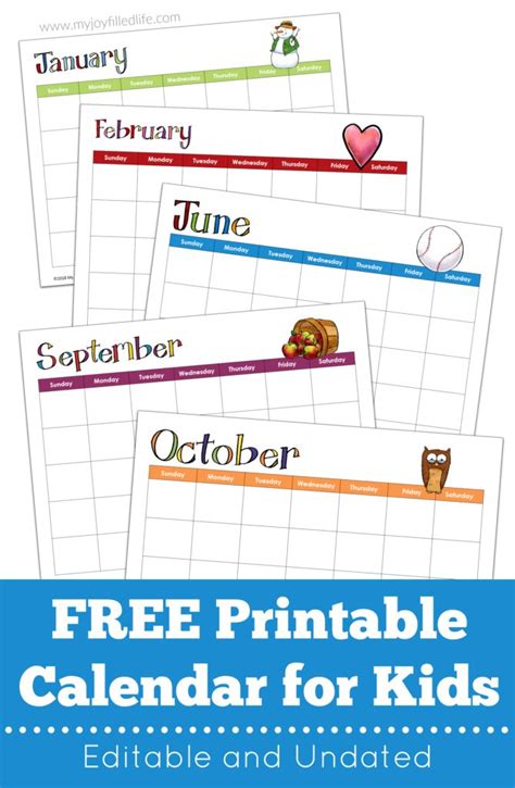 Kids Printable Calendar