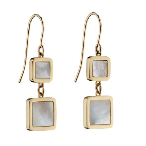 Elements 9ct Yellow Gold Mother Of Pearl Drop Earrings Earrings From