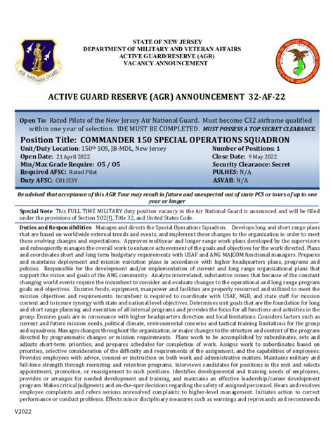 Militaryadminactive Guard Reserve Agr Announcement 43 Af 21 Position